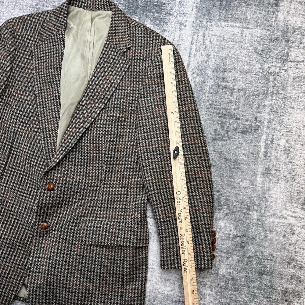 VTG Chaps Ralph Lauren Blazer Jacket Mens 40 Houndstooth Tweed‎ Coat Old Money